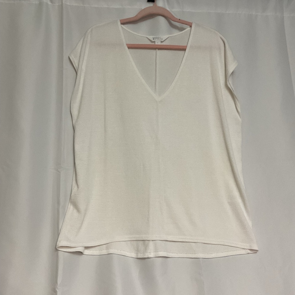 Market & Spruce Cream Cap Sleeve Relaxed Blouse. Size L